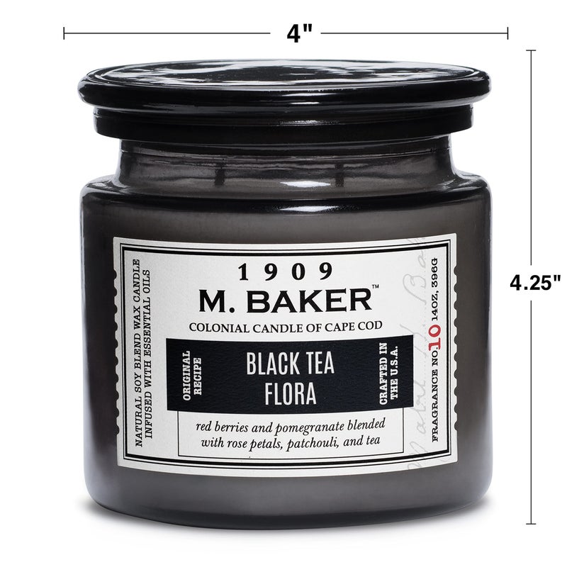 Colonial Candle Black Tea Flora Scented Jar Candle | 2-Wick Natural Soy Blend Wax Candle for Home | Relaxing Aromatherapy Candle Infused with Essential Oils | M. Baker Apothecary Glass Jar Candle - Image 5